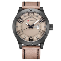 Curren 8251 Fashion Large Number Display Men Quartz Watch Casual Leather Strap Sport Watch