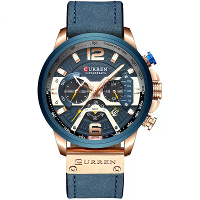 CURREN Chronograaf Herenhorloge Casual Sportmode Kalender Analoge Echt Leren Horloge