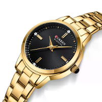 CURREN Luxe Merk Elegante Eenvoudige Rhinestone Quartz Horloge Waterdicht Rvs Band Gouden Polshorloge