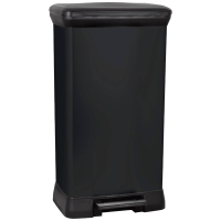 Curver Deco bin metalics 246364 Afvalbak 50 l RVS (b x h x d) 390 x 720 x 290 mm Zwart Anti vingerafdrukken, Met voetpedaal 1 stuk(s)