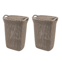 Curver Knit Wasmand met deksel   57 l   set van 2  Oasis White