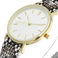 Custom Folk Women Watch Alloy Case Knitted Fabric Strap Casual Retro Quartz Wrist Watch