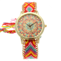 Custom Folk Women Watch Kaleidoscope Pattern Alloy Case Casual Retro Quartz Wrist Watch