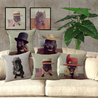 Cute Bulldog Throw Pillow Case Square Cushion Cover Home Office Sofa Car Decoration