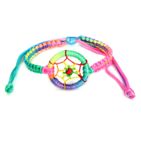 Cute Colorful Leather Indian Dream Catcher Bracelet Adjustable