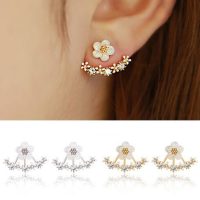 Cute Daisy Flower Crystal 925 Silver Needle Ear Stud Earrings For Women