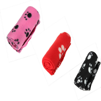 Cute Handcrafted Cozy Warm Paw Print Pet Dog Cat Fleece Blanket Mats