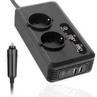 CX200W Auto inverter met LED scherm 2USB A+USB C+2AC uitgangen Snellader Auto adapter met autostekker Slimme koeling ven