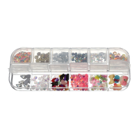 12 Grids Rhinestones 3d Nail Decoration Acrylic Studs Laser Bead Resin Gems Uv Gel Nail Art Manicure