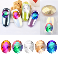 1Pc Oval Nail Decoration Rhinestone Flame Crystal Transparent Uv Gel Manicure Cell Phone Ornaments