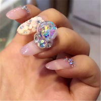 5Pcs Diy Fillable Nail Art Hollow Crystal Ball Decoration Round Earrings