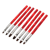 Dancingnail 7pcs Red Uv Gel Nail Art Brush Set Drawing Acrylic Painting Pen Polish Builder Brushes