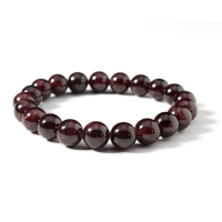 Dark Red Natural Stone Garnet Beads Elastic Bracelet Women Jewelry