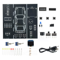 DC 5V Auto Transport Simulator Kit DIY Elektronica Project met LCD Snelheidsmeter, Richtingsaanwijzers, Koplampen, Toets