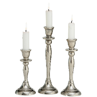 Metalen design kaarsenhouder/kandelaars set van 3x stuks zilver 14, 18 en 21 cm