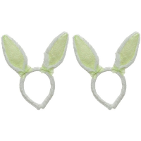 2X Wit/groene konijn/haas oren verkleed diademen kids/volwassen