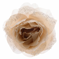 Kerst bloem   op clip   creme wit   glitter   D14 cm   kunststof   kerstversiering   kerstbloem