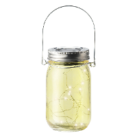 Solar lamp pot met deksel geel glas 14 cm