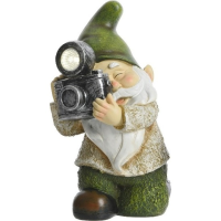 Tuinkabouter beeld James fotograaf met solar verlichting 24 cm