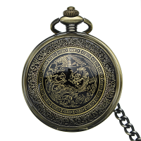 Deffrun Retro Elegant Bronze Dragon Alloy Chain Pocket Watch