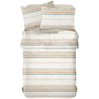 Dekbedovertrek Leo   beige/blauw   200x200/220 cm   Leen Bakker