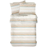 Dekbedovertrek Leo   beige/blauw   240x200/220 cm   Leen Bakker