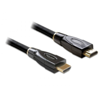 Delock 82739 HDMI kabel HDMI Aansluitkabel HDMI A stekker 5 m Zwart 4K UHD, Vergulde steekcontacten, Afgeschermd (drievoudig), Verdraaid