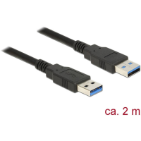 Delock 85062 USB kabel USB 3.2 Gen1 USB A stekker, USB A stekker 2.00 M Zwart Vergulde steekcontacten