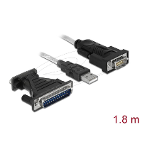 DeLOCK Adapter USB 2.0 Type A > 1 x Serial DB9 RS 232 + Adapter DB25