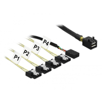DeLOCK Mini SAS HD SFF 8643 naar 4x 7 pin SATA (male) reverse + Sideband kabel