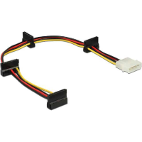 DeLOCK Kabelvoeding Molex 4 pins stekker naar 4x SATA 15 pins adapter