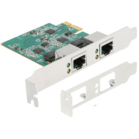 DeLOCK PCI Express x1 Card to 2 x RJ45 2.5 Gigabit LAN RTL8125 netwerkadapter
