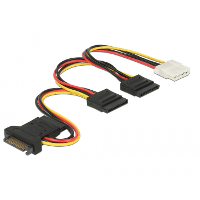 DeLOCK SATA 15 pin plug > 3 x SATA receptacle + 1 x Molex 4 pin female (PCB) kabel