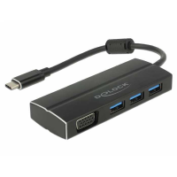 DeLOCK USB C naar 3x USB A + VGA adapter