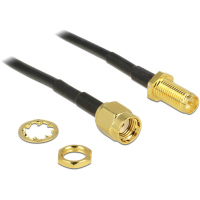 Delock WiFi antenne Aansluitkabel [1x RPSMA stekker   1x RPSMA bus] 0.2 M Zwart