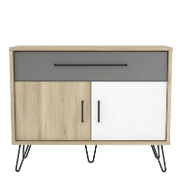 Demeyere dressoir Genk   eiken/wit/grijs   81,5x102,4x42,4 cm   Leen Bakker