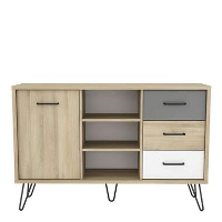 Demeyere dressoir Genk   eiken/wit/grijs   81,5x124,5x42,3 cm   Leen Bakker