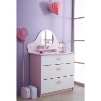 Demeyere ladekast Papillon 3 lades   roze/wit   97,2x84,7x50,1 cm   Leen Bakker