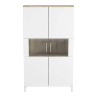 Demeyere wandkast Elance   eiken/mat wit   140x79,8x38,2 cm   Leen Bakker