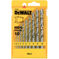 DEWALT 10 delige HSS G DIN 338 Metaalboorcassette boorset