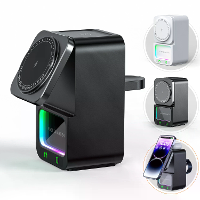 DH19 5 in 1 15W Draadloze Magnetische Oplader Komt met Bluetooth Speaker Nachtlampfunctie Snelle Draadloze Oplaadstation