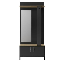 Diagone Entreekast Store   Incl stang en spiegel   190 cm hoog   Zwart