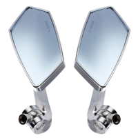 Diamond Silver Motorcycle Rear Side Mirrors For Honda Yamaha Suzuki