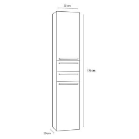 Differnz badkamerkast Force   hoogglans wit   rechts hoog   35x30x176 cm   Leen Bakker