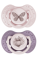 Difrax LOVI Dynamic Pacifier 0 3 Months Botanic Pink Purple   Fopspeen