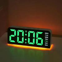 Digitale Alarm LED Klok Sfeerverlichting TEMP Datum Week 2 Alarmen Sluimer Elektronische Tafelklok 4 Niveaus Helderheid