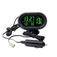 Digitale Auto Thermometer Temperatuurmonitor Auto Ornament Luminous Klok Voltmeter DC 12V 24V Tijd Datum Dubbele Display