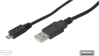 Digitus AK 300110 018 S USB kabel USB 2.0 USB A stekker, USB micro B stekker 1.80 M Zwart