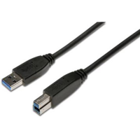 Digitus AK 300115 018 S USB kabel USB 3.2 Gen1 USB A stekker, USB B stekker 1.80 M Zwart Rond, Afgeschermd (drievoudig)