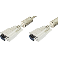 Digitus AK 310103 018 E VGA kabel VGA Aansluitkabel VGA stekker 15 polig, VGA stekker 15 polig 1.80 M Grijs Schroefbaar, Met Ferrietkern